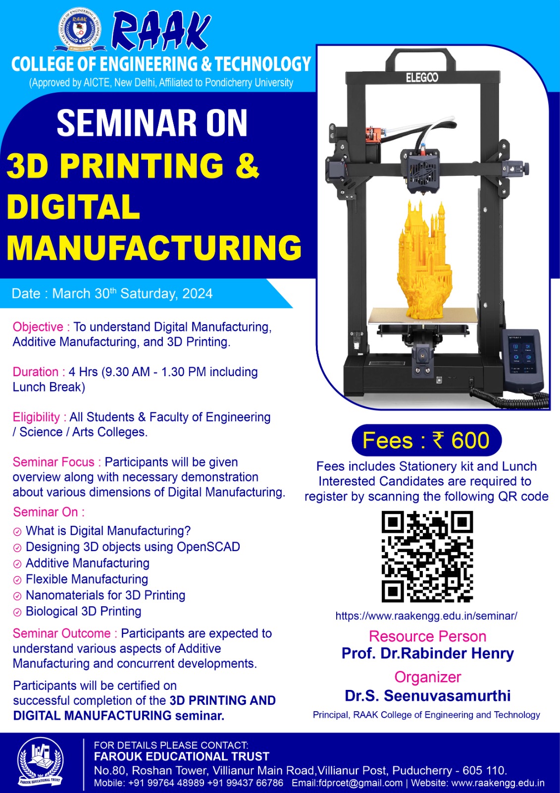 Seminar on 3D Printing and Digital Manufacturing 2024